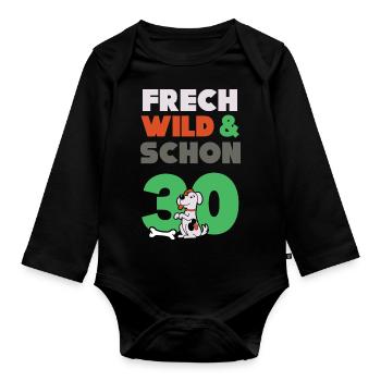 Geschenk 30 Jahre Geburtstag Frau Hund - Baby Bio-Langarm-Body - Schwarz - Vorne