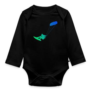 Kitesurf Kitesurf Kitesurfer Kitesurfers Kitesurf Hommes - Body Bébé bio manches longues - noir - Devant