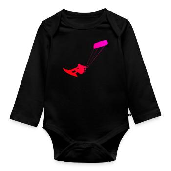 Kitesurf Kitesurf Kiten Kitesurfer Hommes - Body Bébé bio manches longues - noir - Devant