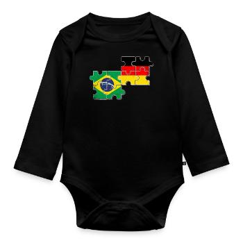 Brasilien Deutschland Flagge Brasilianer Deutscher - Baby Bio-Langarm-Body - Schwarz - Vorne