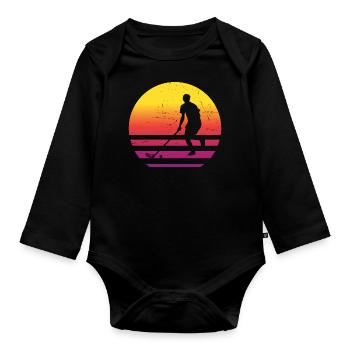 Floorball Jouer Salibandy Floorball Innebandy - Body Bébé bio manches longues - noir - Devant