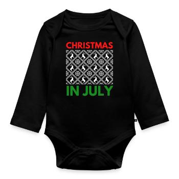 Christmas in July design for Christians and tree - Organic Longsleeve Baby Bodysuit - black - Front