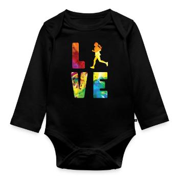 Running Runner Half Marathon - Organic Longsleeve Baby Bodysuit - black - Front