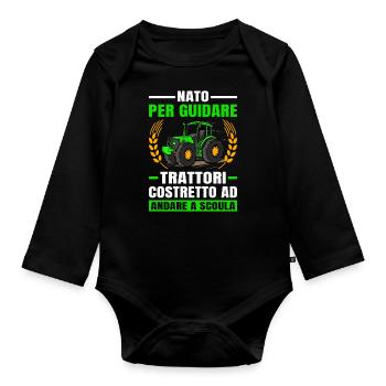 Agricoltura Nato Per Guidare Trattori Trattore - Baby Bio-Langarm-Body - Schwarz - Vorne