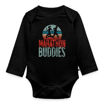 Running Runner Half Marathon - Baby Bio-Langarm-Body - Schwarz - Vorne