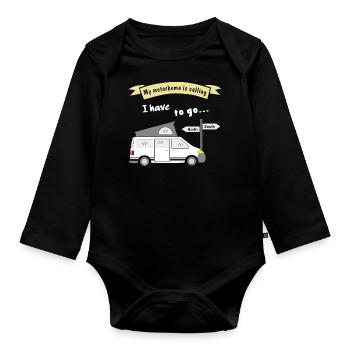 my motorhome is calling - Baby Bio-Langarm-Body - Schwarz - Vorne