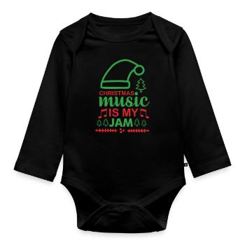 Weihnachtsmusik ist meine Marmelade - Baby Bio-Langarm-Body - Schwarz - Vorne