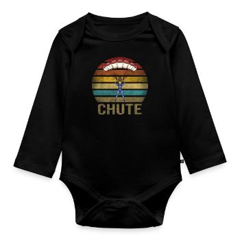 Femme parachutante Oh Chute Parachute - Body Bébé bio manches longues - noir - Devant