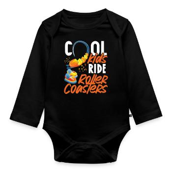 Roller Coaster Cool Kids Ride - Organic Longsleeve Baby Bodysuit - black - Front