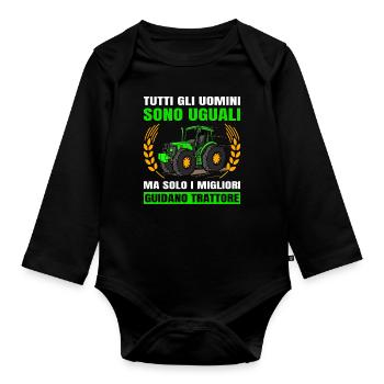 Solo I Migliori Guidano Trattore Trattore - Baby Bio-Langarm-Body - Schwarz - Vorne
