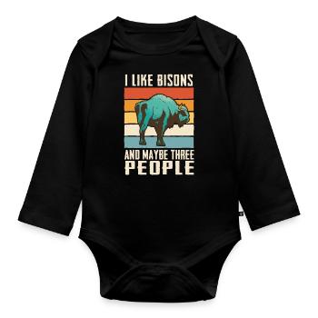 Bison Buffalo Bull Buffalo Bisons - Organic Longsleeve Baby Bodysuit - black - Front
