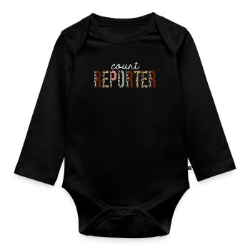 Cadeau drôle d'impression de léopard de journaliste de cour - Body Bébé bio manches longues - noir - Devant