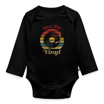 Depuis 1992 Vinyl Retro Vintage Music - Body Bébé bio manches longues - noir - Devant
