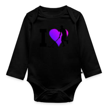 Salibandy Damen Herren Unihockeyspielen Floorball - Baby Bio-Langarm-Body - Schwarz - Vorne