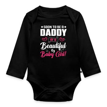 Bébé Papa Enceinte Nouveau-né Père Futur - Body Bébé bio manches longues - noir - Devant