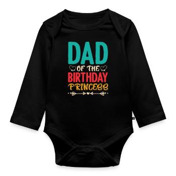 Anniversaire de la petite princesse de papa - Body Bébé bio manches longues - noir - Devant