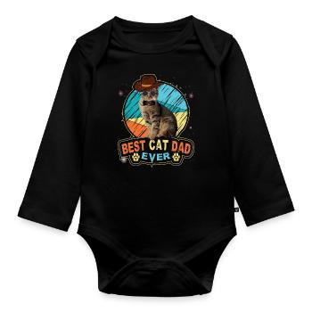 Les vrais hommes aiment les chats chat homme chat père - Body Bébé bio manches longues - noir - Devant