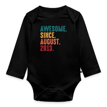 August 2013 - Birthday in August - Organic Longsleeve Baby Bodysuit - black - Front