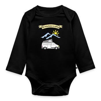 motorhome is calling - Baby Bio-Langarm-Body - Schwarz - Vorne