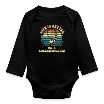Roller Coaster Retro Vintage Life - Baby Bio-Langarm-Body - Schwarz - Vorne