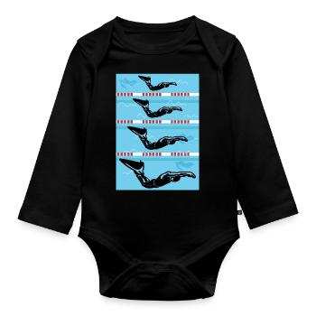 Finswimming Swimming Swimmer Swim Water Sport - Organic Longsleeve Baby Bodysuit - black - Front