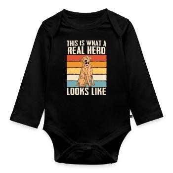Labrador Dog - Organic Longsleeve Baby Bodysuit - black - Front