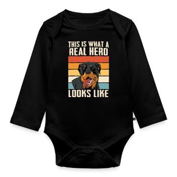 Chien Rottweiler - Body Bébé bio manches longues - noir - Devant