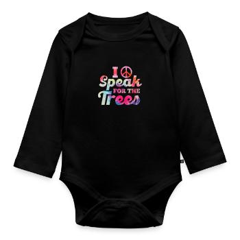 Hippie Peace Flower Power Amour Paix Cadeau - Body Bébé bio manches longues - noir - Devant