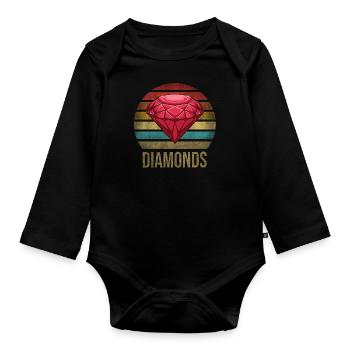 Ruby Gemstone Retro Sunset - Baby Bio-Langarm-Body - Schwarz - Vorne