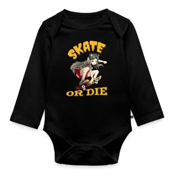 Skate oder stirb Skateboarder Anime Mädchen - Baby Bio-Langarm-Body - Schwarz - Vorne
