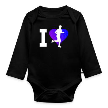 Running Marathon Cross Country Running - Organic Longsleeve Baby Bodysuit - black - Front