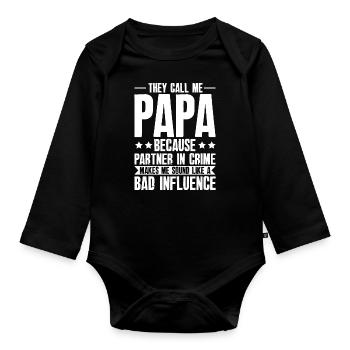 Dad Bad Influence - Cadeau du père - Body Bébé bio manches longues - noir - Devant