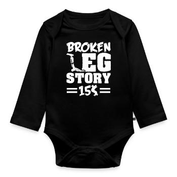 Histoire de la jambe cassée - Body Bébé bio manches longues - noir - Devant
