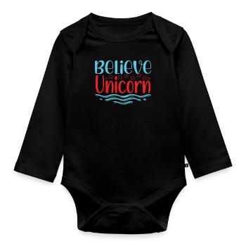 Croyance en la licorne Licorne - Body Bébé bio manches longues - noir - Devant