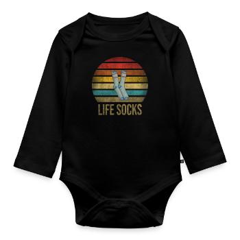 Sock Life Socks Retro Sunset Vintage - Organic Longsleeve Baby Bodysuit - black - Front