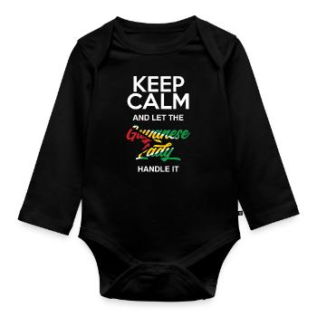 Guyanese Guyana Frau - Baby Bio-Langarm-Body - Schwarz - Vorne