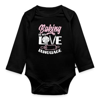 Funny Hobby Baker Gift - Organic Longsleeve Baby Bodysuit - black - Front