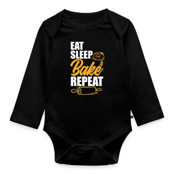 Funny Hobby Baker Gift - Organic Longsleeve Baby Bodysuit - black - Front