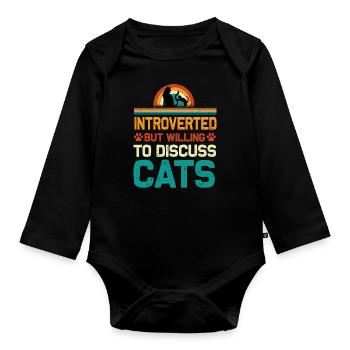 Amoureux des animaux Introverti Chat Chien Animal de compagnie - Body Bébé bio manches longues - noir - Devant