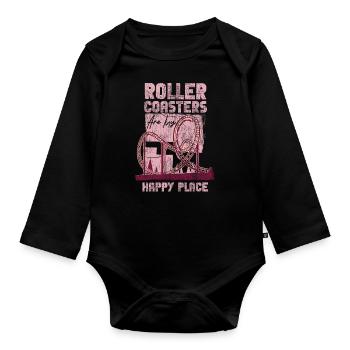 Roller Coaster Vintage Roller - Baby Bio-Langarm-Body - Schwarz - Vorne