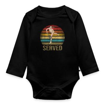 Tennis Player Let's Play Serve Served Sunset - Organic Longsleeve Baby Bodysuit - black - Front
