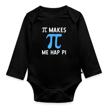 Math Pi Makes Me Happy Pi - Baby Bio-Langarm-Body - Schwarz - Vorne