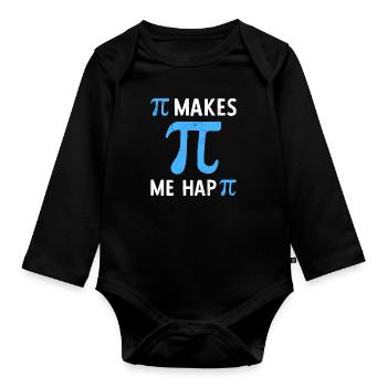 Math Pi Makes Me Happy Pi - Baby Bio-Langarm-Body - Schwarz - Vorne