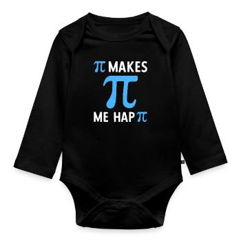 Math Pi Makes Me Happy Pi - Baby Bio-Langarm-Body - Schwarz - Vorne