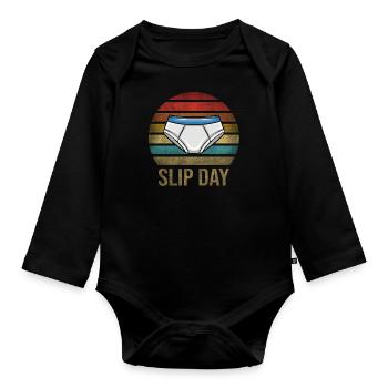 Underwear Slip Underpants Laundry Day - Organic Longsleeve Baby Bodysuit - black - Front
