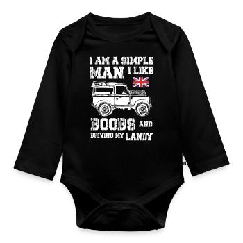 Driving My Landy - Organic Longsleeve Baby Bodysuit - black - Front