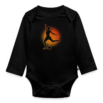 Fussballer Damen Fussballspieler Herren Fussball - Baby Bio-Langarm-Body - Schwarz - Vorne