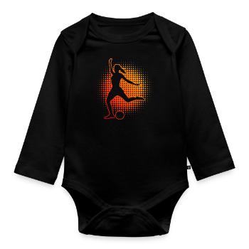 Fussballer Damen Fussball Herren Fussballspielen - Baby Bio-Langarm-Body - Schwarz - Vorne