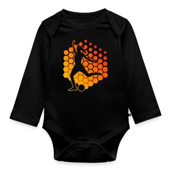 Women's Footballers Playing Football Players - Organic Longsleeve Baby Bodysuit - black - Front