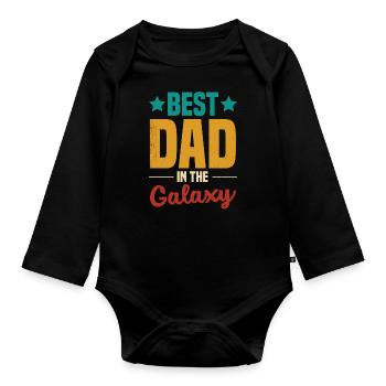 Meilleur monde Père Père Couple Couples Parents Papa papa - Body Bébé bio manches longues - noir - Devant